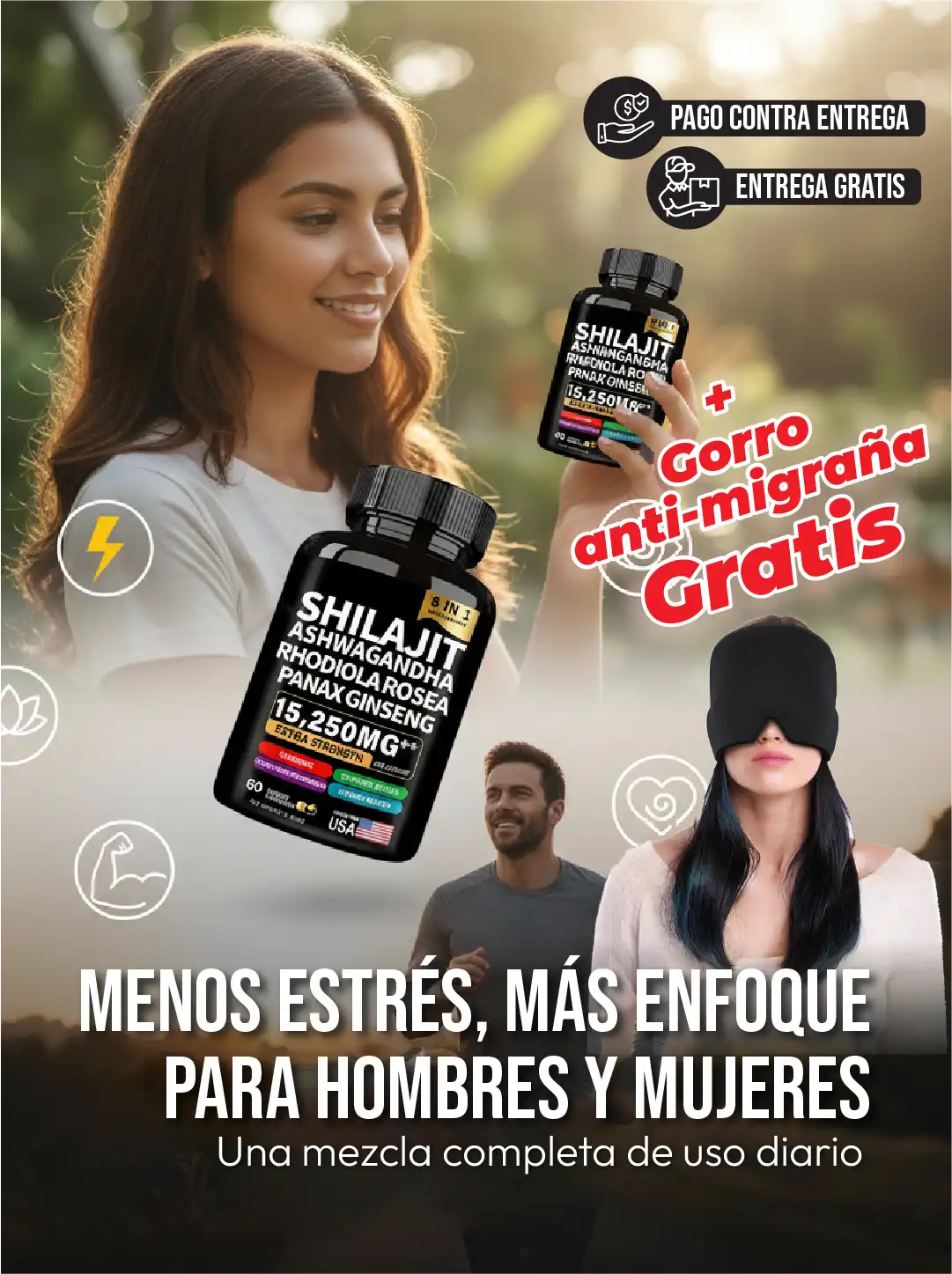 Shilajit 8 en 1 + Gratis Gorro Antimigraña