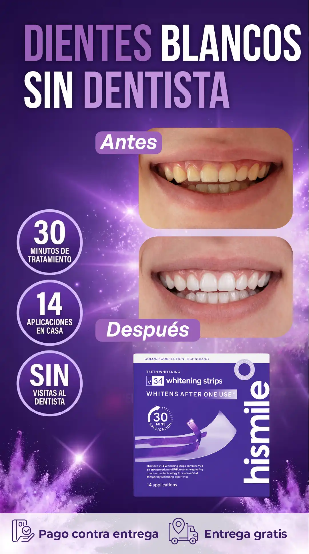Hismile V34 Tiras Blanqueadoras Dentales