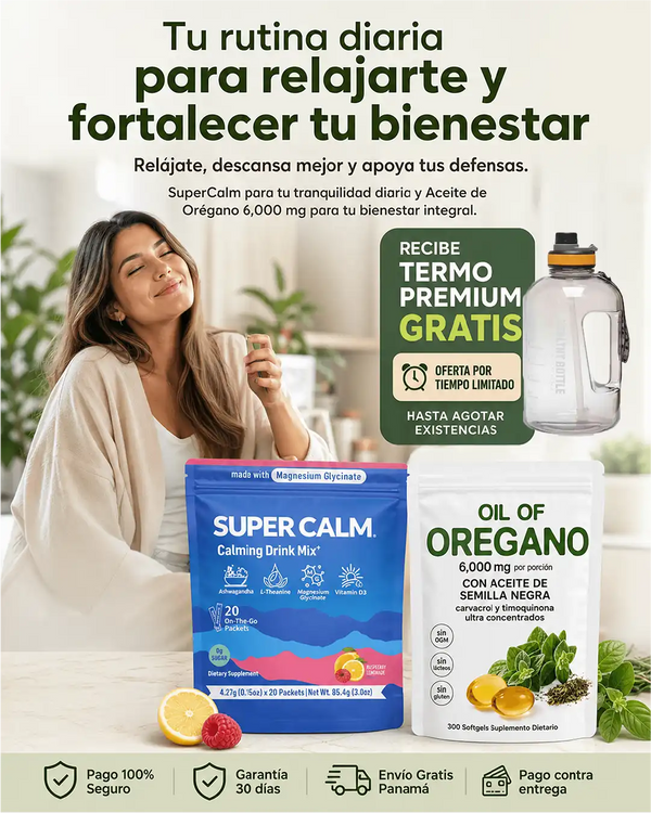 Combo Aceite de Oregano mas super calm + termo gratis